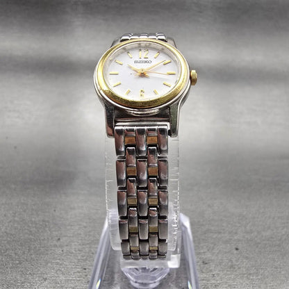 Seiko Watch Women 19mm White Dial Two Tone Round 1N01-0GD0 New Battery Vintage5
