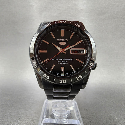 Seiko 5 Automatic 36mm Watch Men Black Dial Black Tone Daydate 7s2602t0 Runs7
