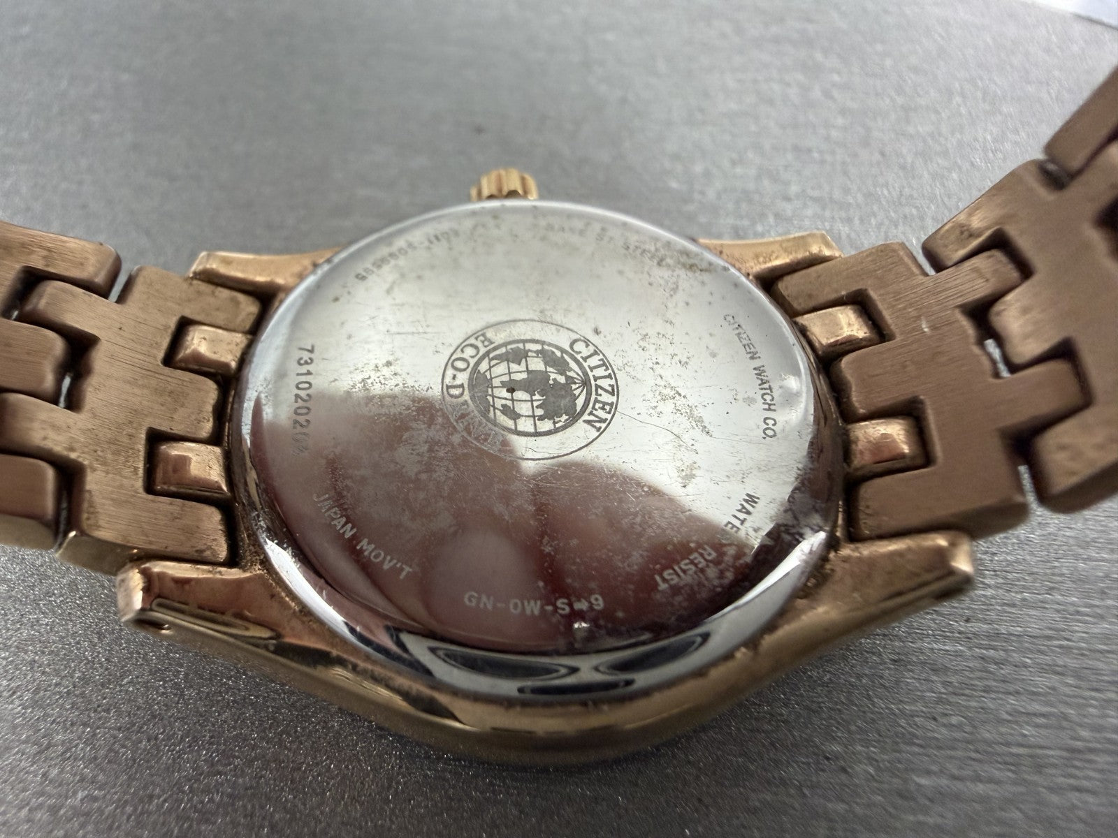 Citizen EcoDrive Watch Women 28mm MOP Dial Rose Gold Tone Crystal Bezel Runs9