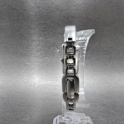 Movado Vivo Tank Watch Women 14mm Black Dial Steel Rectangle Diamonds New Batt7