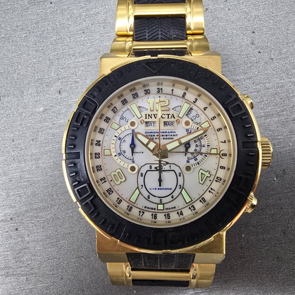 Invicta Reserve Ocean Reef Chronograph Watch Men 46mm MOP Dial Black Gold  READ!1