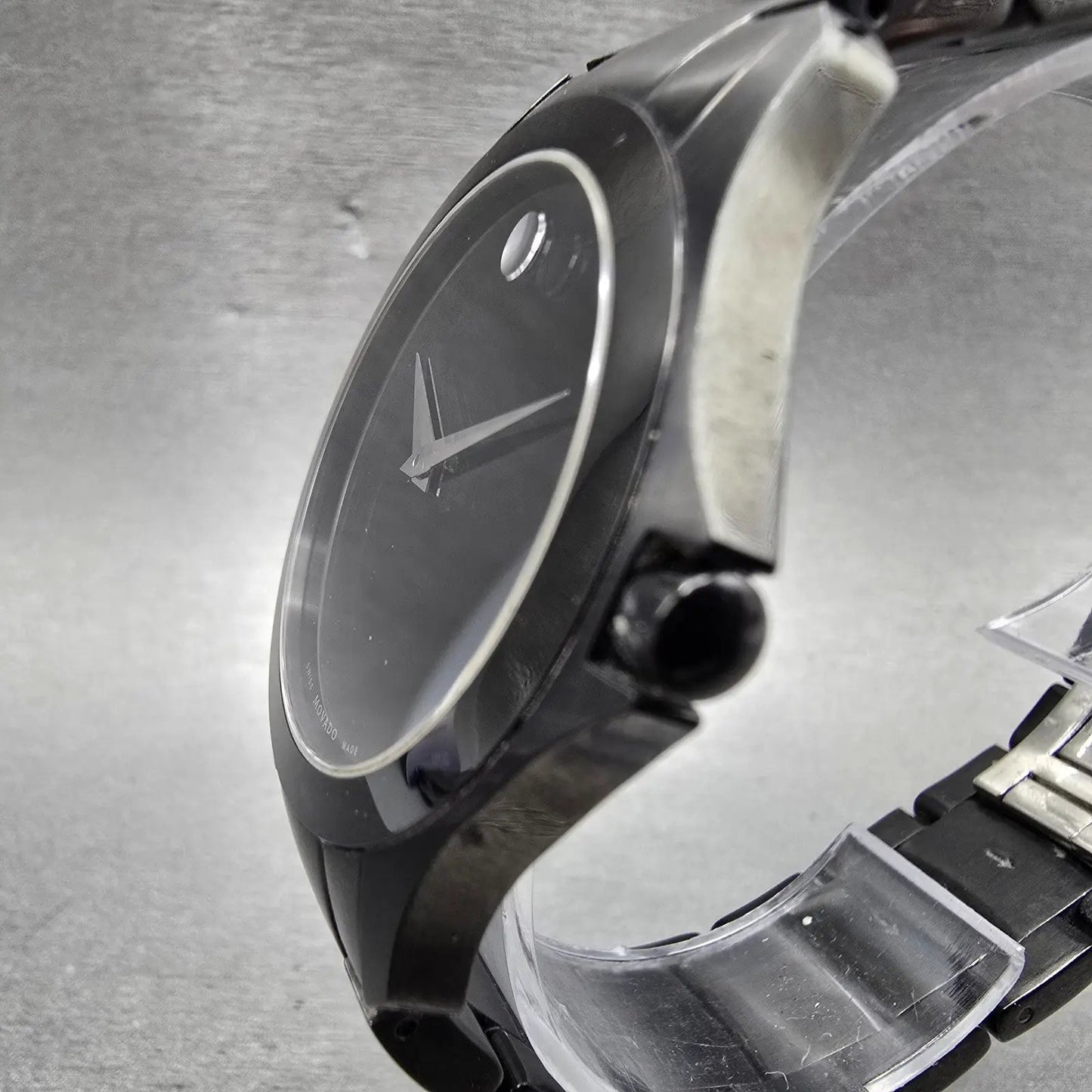 Movado Faceto Watch Men 38mm Black Dial Black Tone 84 G2 1855.A New Battery2