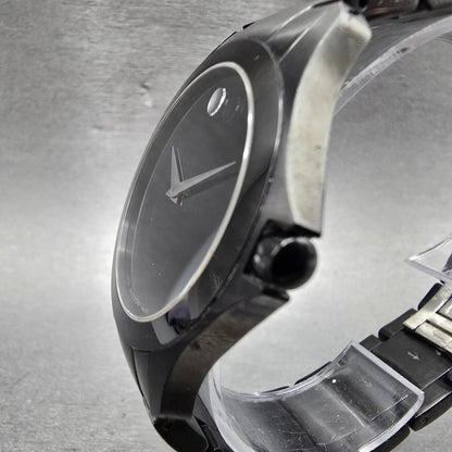 Movado Faceto Watch Men 38mm Black Dial Black Tone 84 G2 1855.A New Battery2