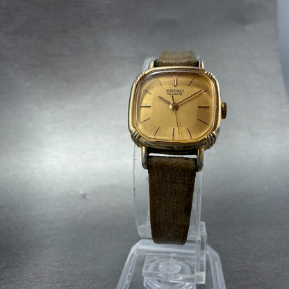 Seiko Watch Women 20mm Champagne Dial Gold Tone Rectangle 5421-5019 New Battery75