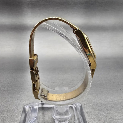 Citizen CQ Watch Women 16mm Gold Dial Gold Tone Oval 3220-S16881 New Battery VTG8