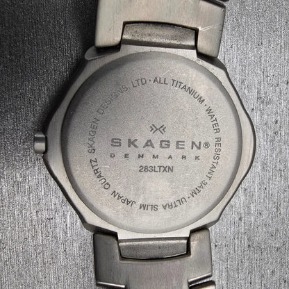 Skagen Watch Women 37mm Purple Dial Titanium Round 283LTXN New Battery 6.25"10