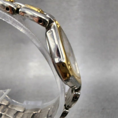 Seiko Watch Women 22mm White Dial Two Tone Oval 1n006e99 New Battery Vintage3