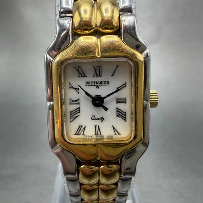 Wittnauer Tank Watch Women 17mm White Dial Two Tone Ck 2447 5000 New Battery0