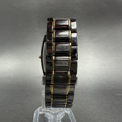 Seiko Tank Watch Men 30mm Black Dial Black Tone Date 7n39-0BK0 New Battery7