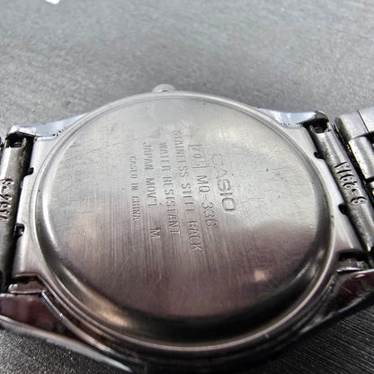 Casio MQ-336 Watch Men 33mm White Dial Silver Tone Round New Battery Vintage JP9