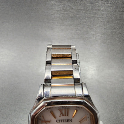 Citizen Eco-Drive XC Watch Women 26mm White Dial Two Tone Date H058-T017568 Runs