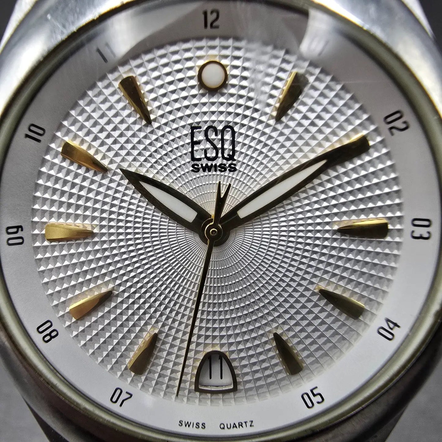 ESQ Watch Men 36mm Silver Dial Two Tone Date Round E5263 PARTS Swiss Bracelet2