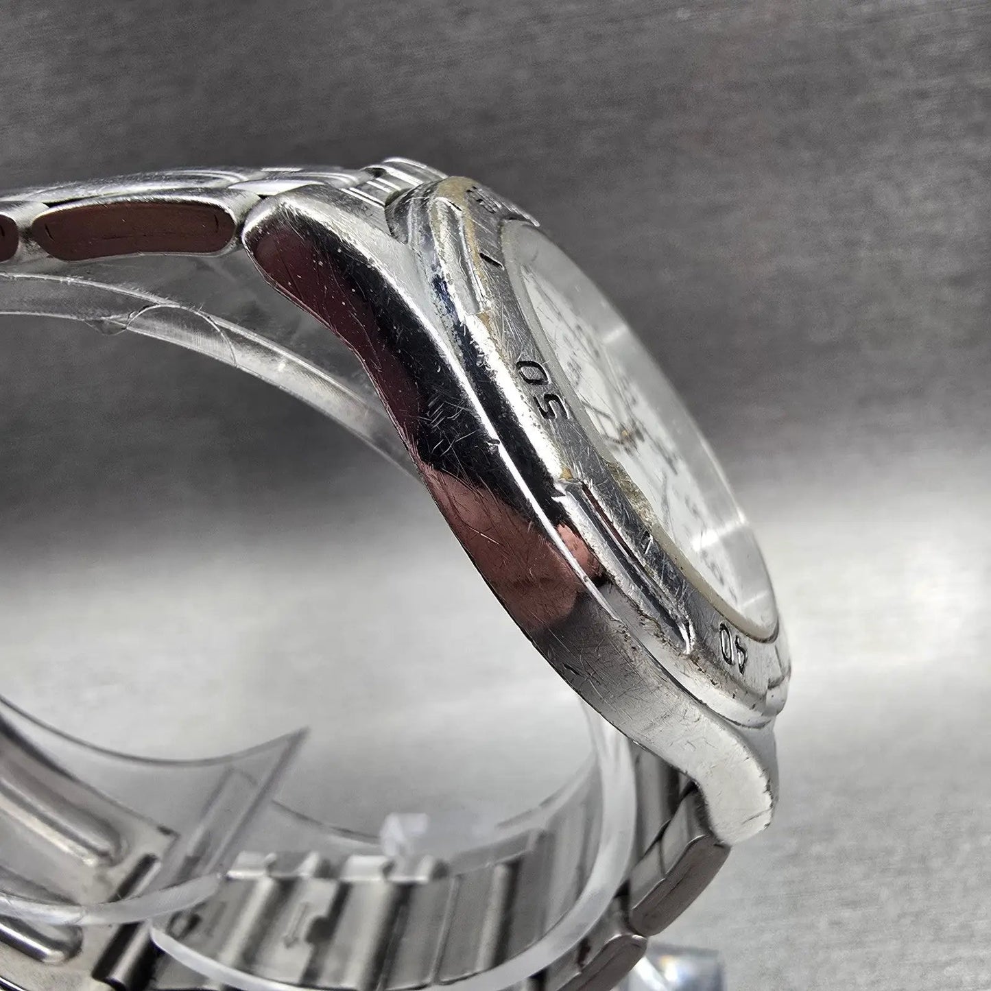 Seiko Alba Watch Men 36mm White Dial Silver Tone Round V501-0DA0 New Battery D3