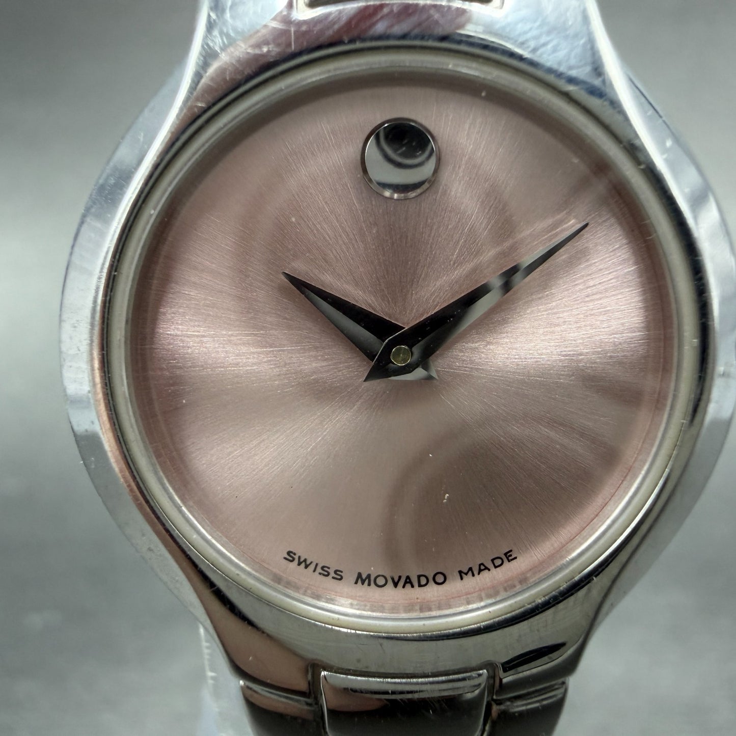 Movado Kara Watch Women 24m Pink Dial Steel Round 84-A1-1846 New Battery LKJF1