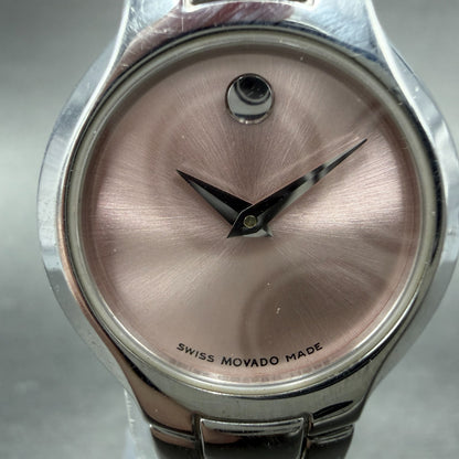 Movado Kara Watch Women 24m Pink Dial Steel Round 84-A1-1846 New Battery LKJF1