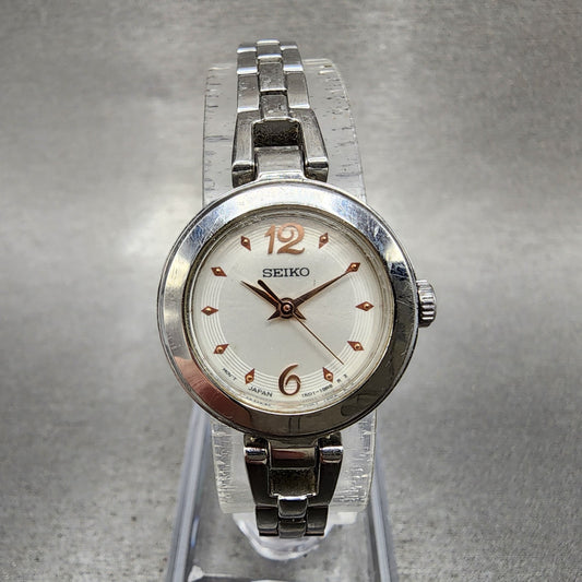 Seiko Watch Women 21mm White Dial Silver Tone Round 1N010PK0 New Battery0