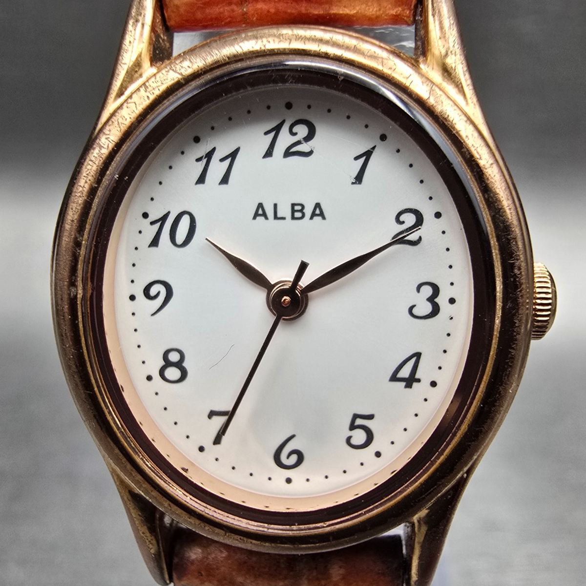 Seiko Alba Watch Women 21mm White Dial Gold Tone Oval VX01-K989 New Battery1