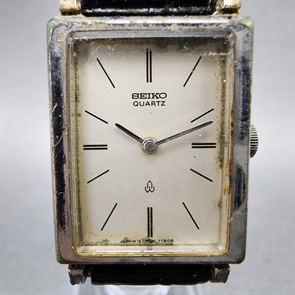 Seiko Tank Watch Women 19mm Silver Dial Silver Tone 165920 New Battery1