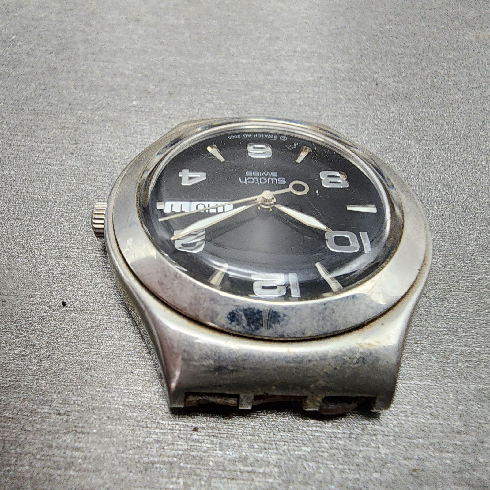 Swatch irony Watch men 38mm Black Dial Steel Daydate Round YGS737 New Battery4