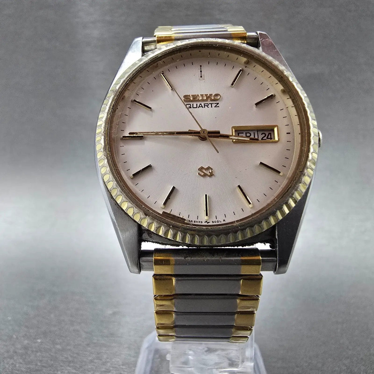 Seiko President Watch Men 36mm White Dial Two Tone Daydate 5H23-8020 SQ PARTS6