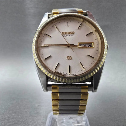 Seiko President Watch Men 36mm White Dial Two Tone Daydate 5H23-8020 SQ PARTS6