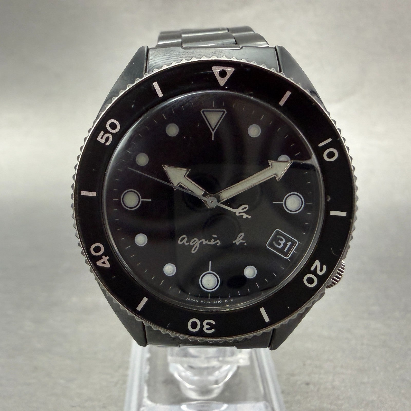 Seiko Again R Dive Watch Women 35mm Black Dial Black Tone Date Round New batt0
