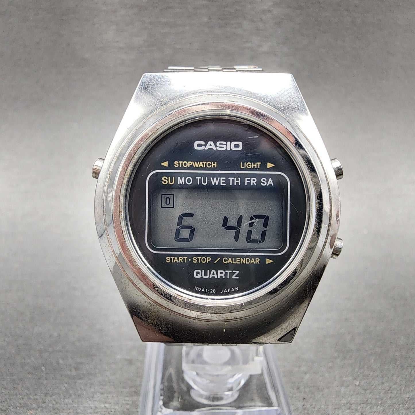 Casio 31QR12 Watch Men 35mm Digital Steel Chronograph Round New Battery0