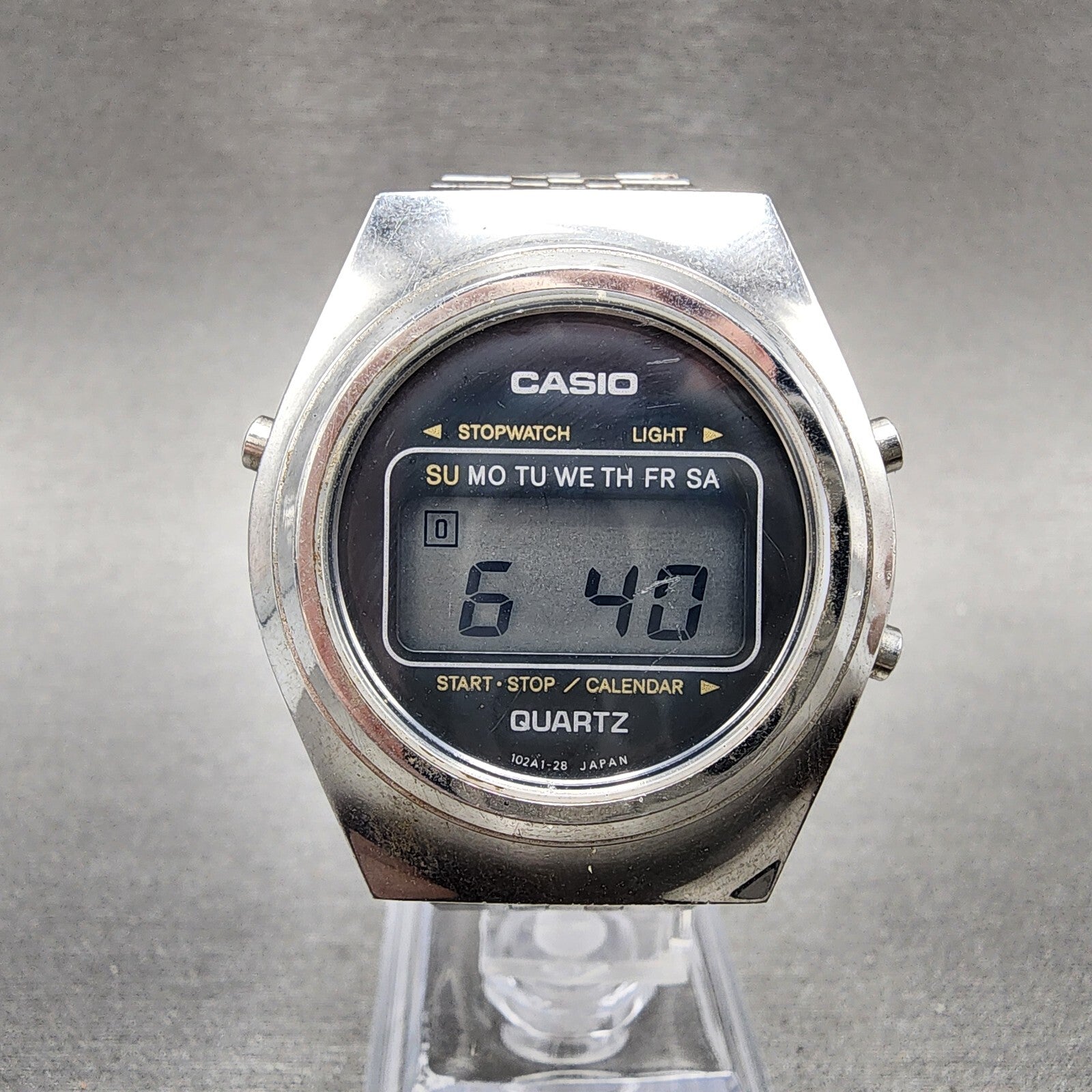 Casio 31QR12 Watch Men 35mm Digital Steel Chronograph Round New Battery0