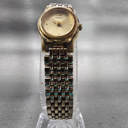 Seiko Watch Women 17mm Gold Dial Gold Tone Oval 1N01-5E60 New Battery Vintage5