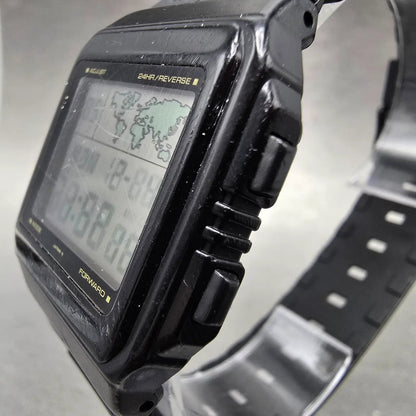 Casio W-50U World Time Watch Men 32mm Black Alarm Chronograph New Battery VTG2