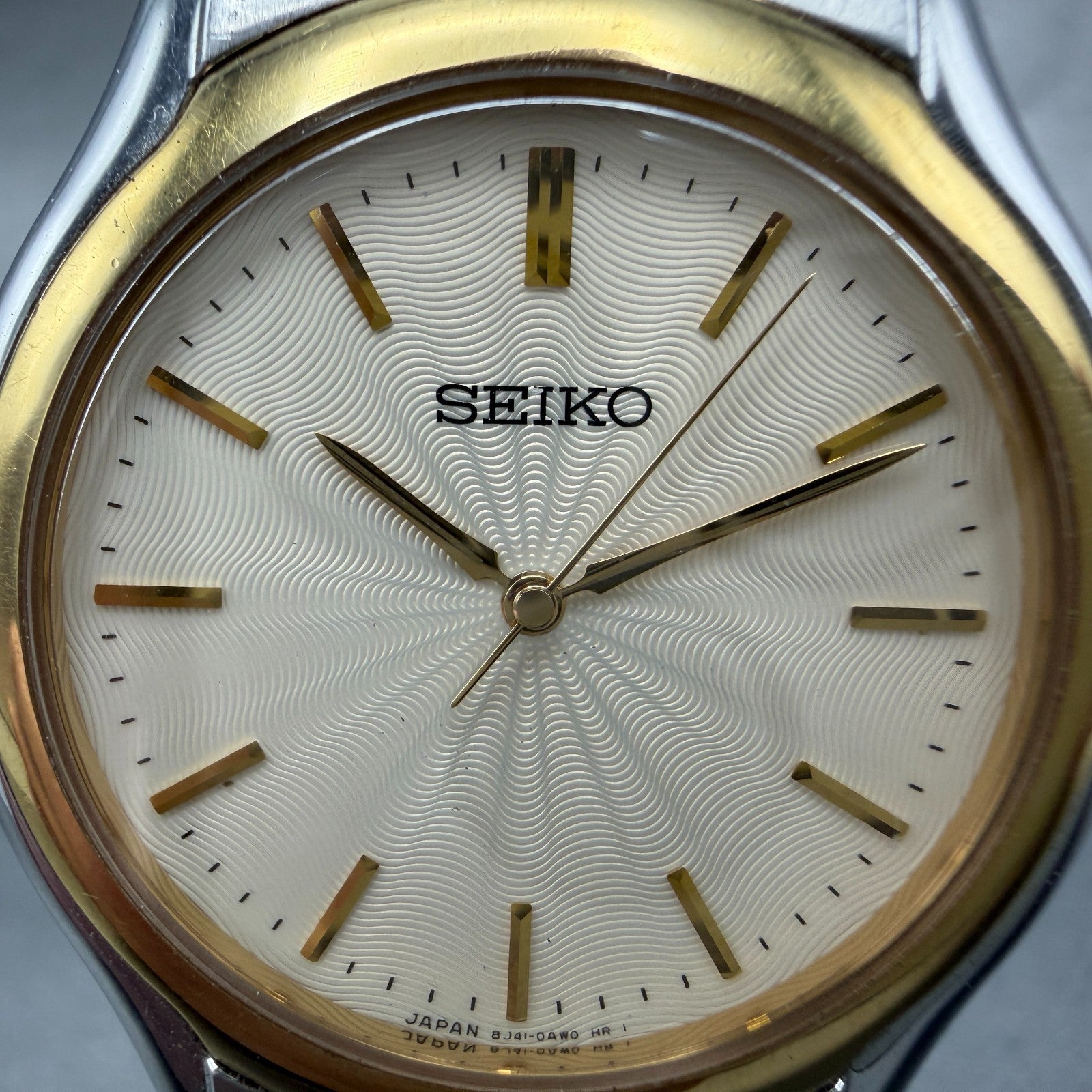 Seiko Watch Men 33mm Champagne Dial Two Tone Round 8J41-6030 New Battery Vintage1