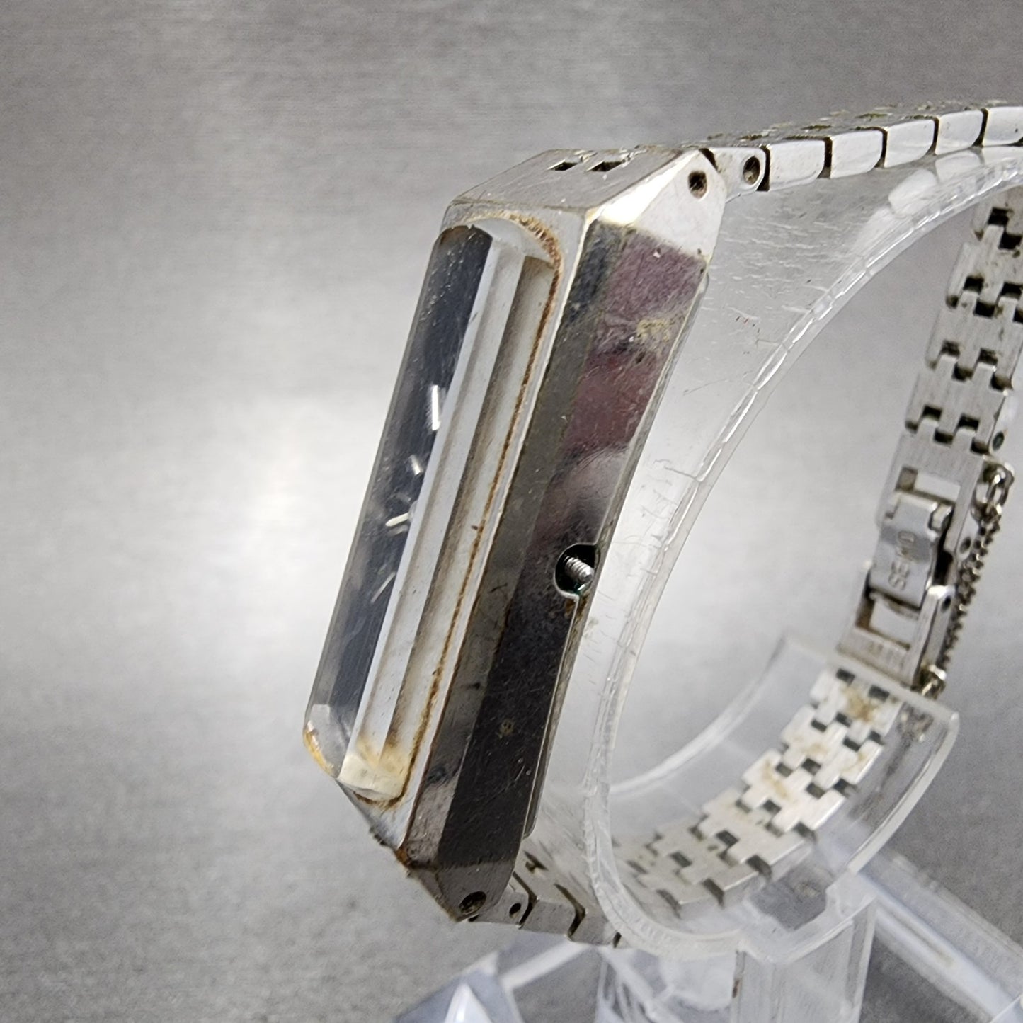 Seiko Tank Watch Women 12mm Black Dial Silver Tone Manual 15203670 PARTS3
