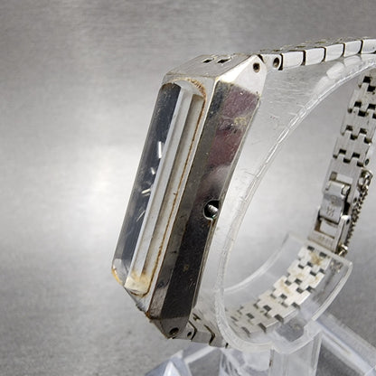 Seiko Tank Watch Women 12mm Black Dial Silver Tone Manual 15203670 PARTS3