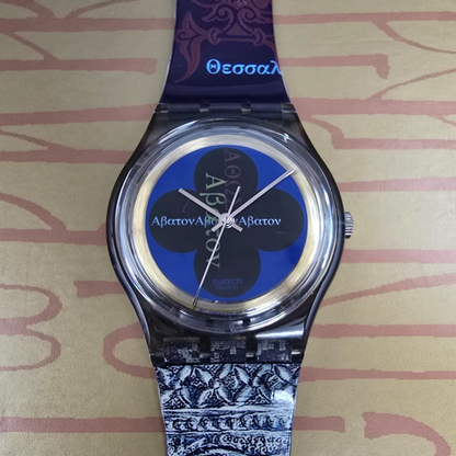 Swatch Access Avaton Watch Men 34mm Blue Dial Blue Case SKZ107 New Battery NOS0