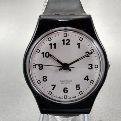 Swatch Sopran Watch Women 25mm White Dial Black Tone Round LB153 New Battery1