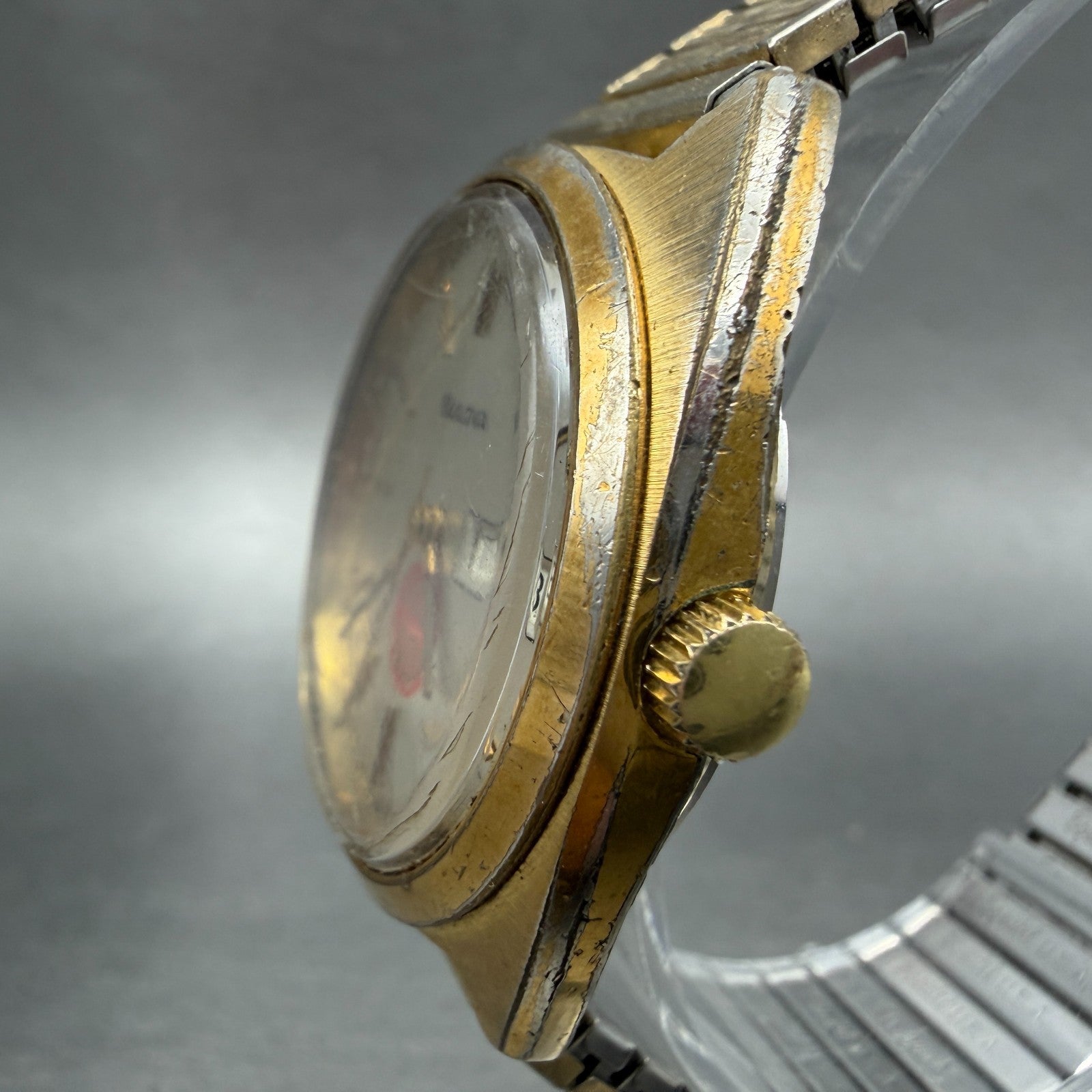 Bulova Automatic Watch Men 36mm Champagne Dial Gold Tone Daydate 57036 PARTS VTG3