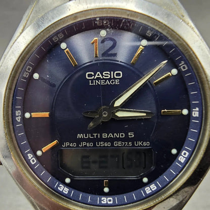 Casio Lineage LCW-M200 Watch Men 38mm Blue Dial Steel Analog Digital Solar Runs1