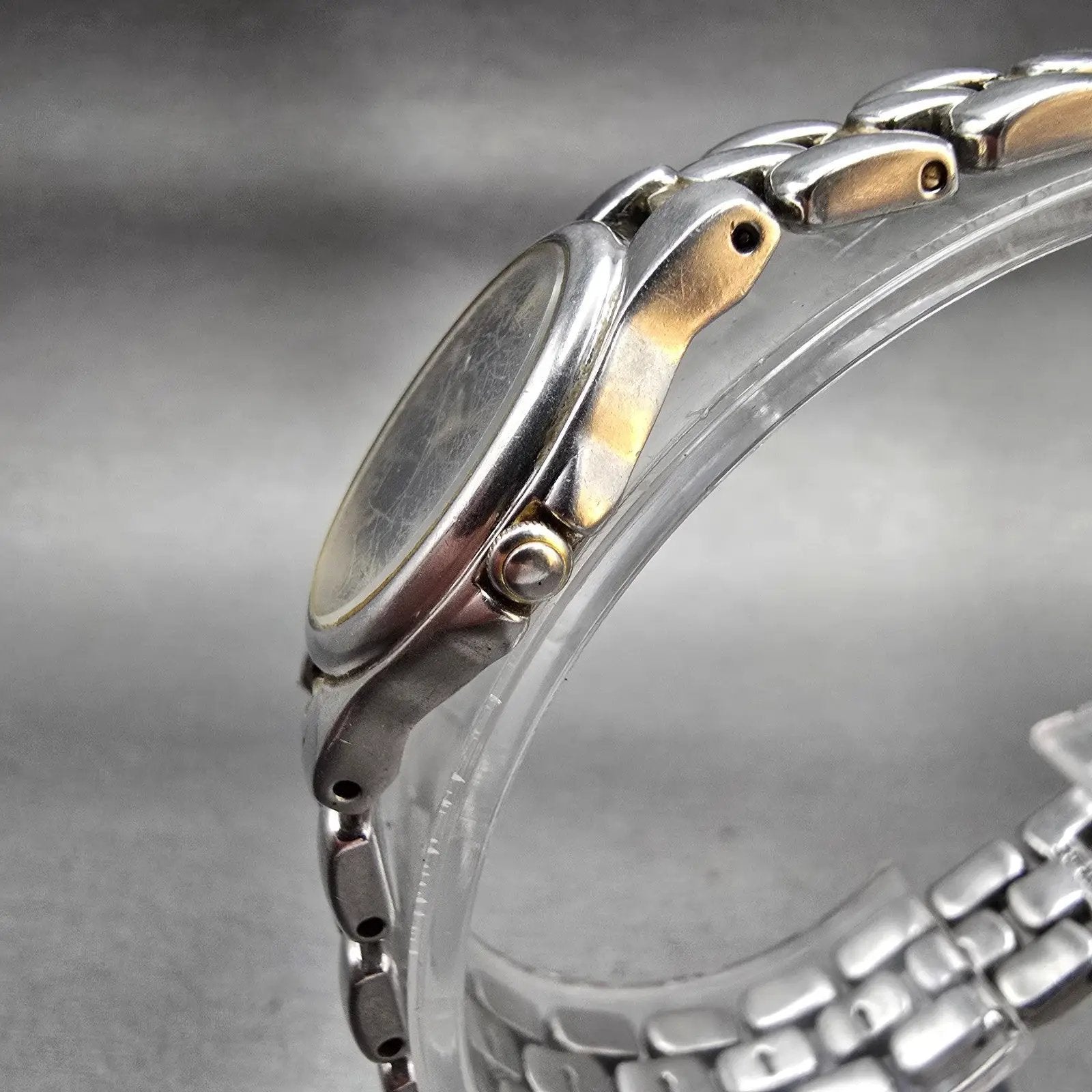 Seiko Watch Women 18mm Blue Dial Two Tone Oval 1N00-6T20 New Battery Vintage2