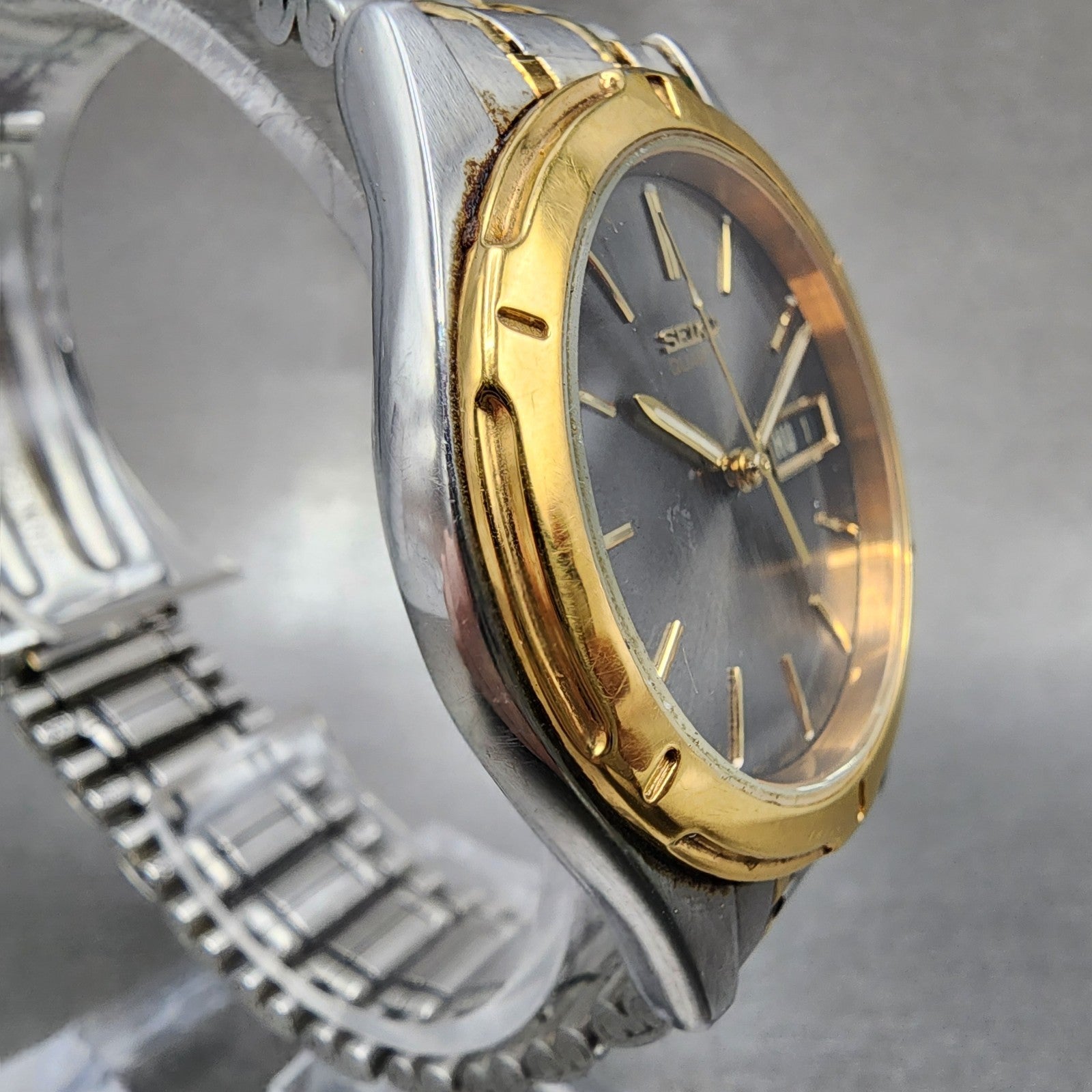 Seiko Watch Men 36mm Silver Dial Two Tone Daydate Round 7n438a09 PARTS4