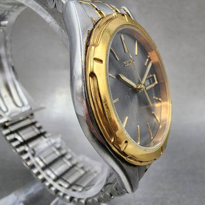Seiko Watch Men 36mm Silver Dial Two Tone Daydate Round 7n438a09 PARTS4
