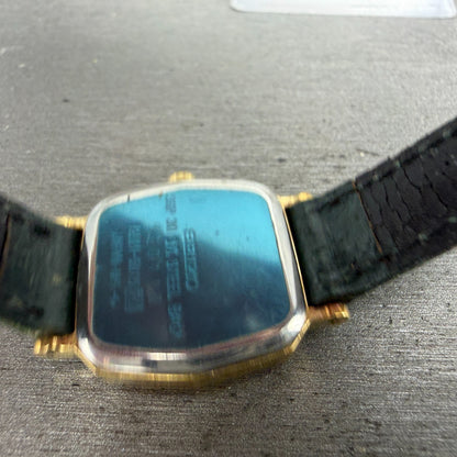 Seiko Exceline Watch Women 21mm Gold Dial Gold Tone Hexagon 1221-5010 New Batt 49