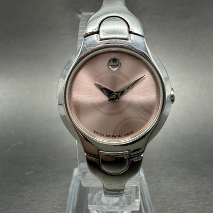 Movado Kara Watch Women 24m Pink Dial Steel Round 84-A1-1846 New Battery LKJF0