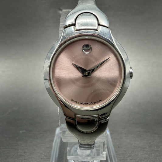 Movado Kara Watch Women 24m Pink Dial Steel Round 84-A1-1846 New Battery LKJF0