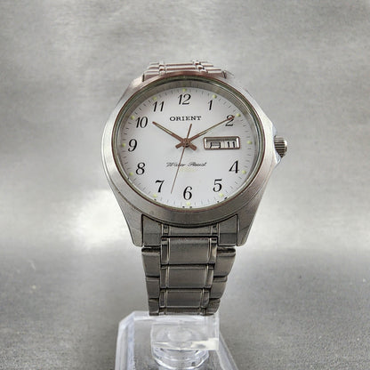 Orient Watch Men 35mm White Dial Silver Tone Daydate Round New Battery5