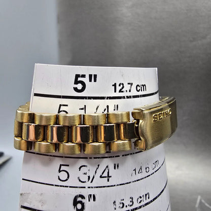 Seiko 5 Automatic Watch Women 25mm Black Dial Gold Tone Daydate 4206-0510 Runs10