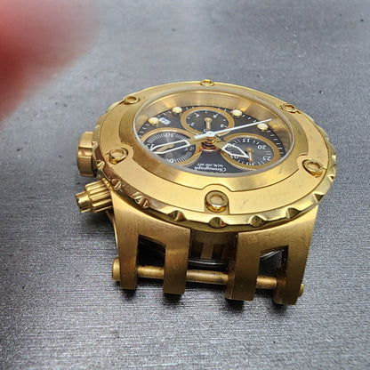 Invicta Subaqua Chronograph Watch Women 40mm Black Dial Gold Tone Date New Batt4