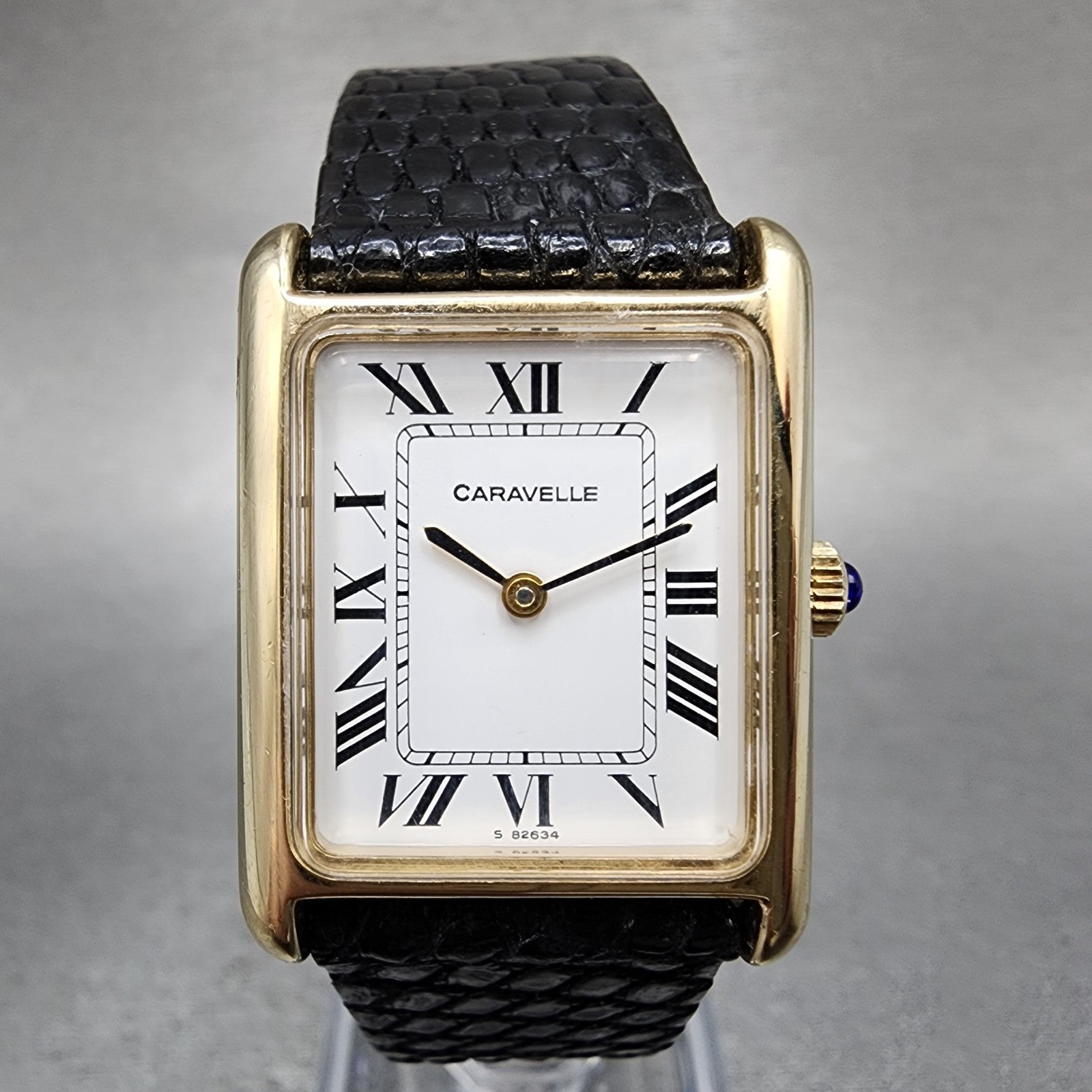 Bulova Caravelle Tank Watch Women 23mm White Dial Gold Tone Rectangle Manual0