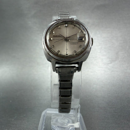 Seiko Automatic Watch Women 22mm Silver Dial Silver Tone Date 2517-0291 PARTS6