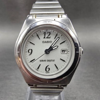 Casio Waveceptor Watch Women 28mm White Dial Silver Tone Date LWQ-10 Works JP 120