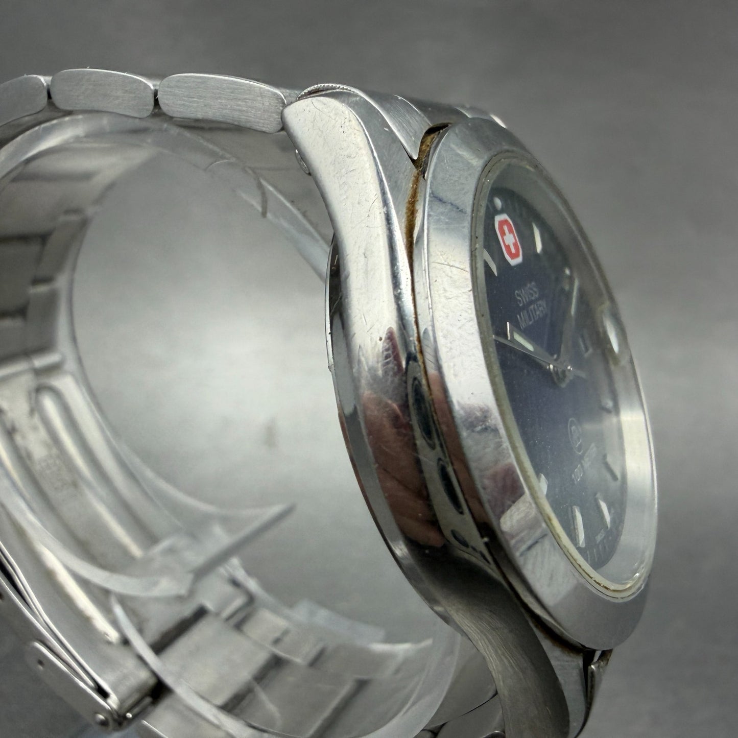 Swiss Military Watch Men 36mm Blue Dial Silver Toe Date 6-523 6824 New Battery3